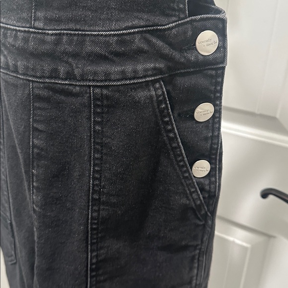 ANTHROPOLOGIE Seventy Mochi Elodie Frill Overall Black Denim Ruffled Straps Sz4 - Picture 12 of 16